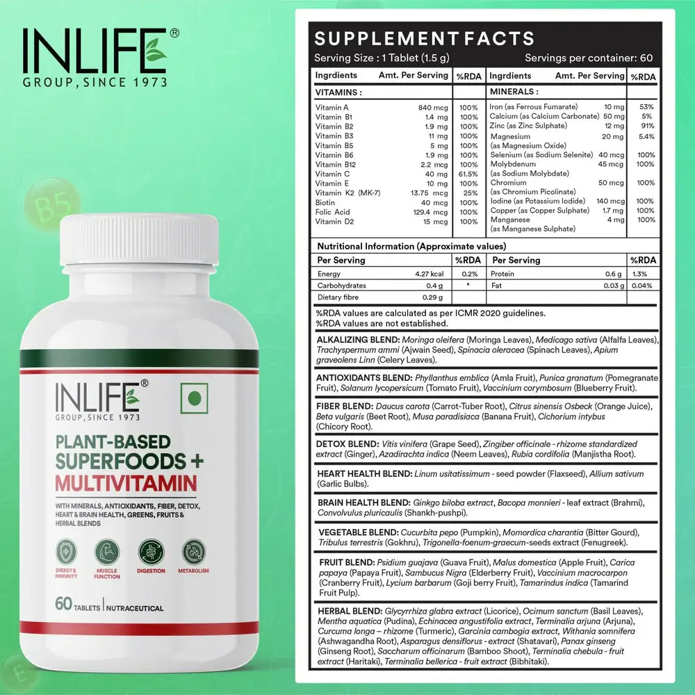 Superaliments à base de plantes + multivitamines